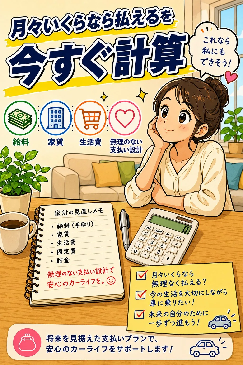月々いくらなら払えるを今すぐ計算｜予算シミュレーション